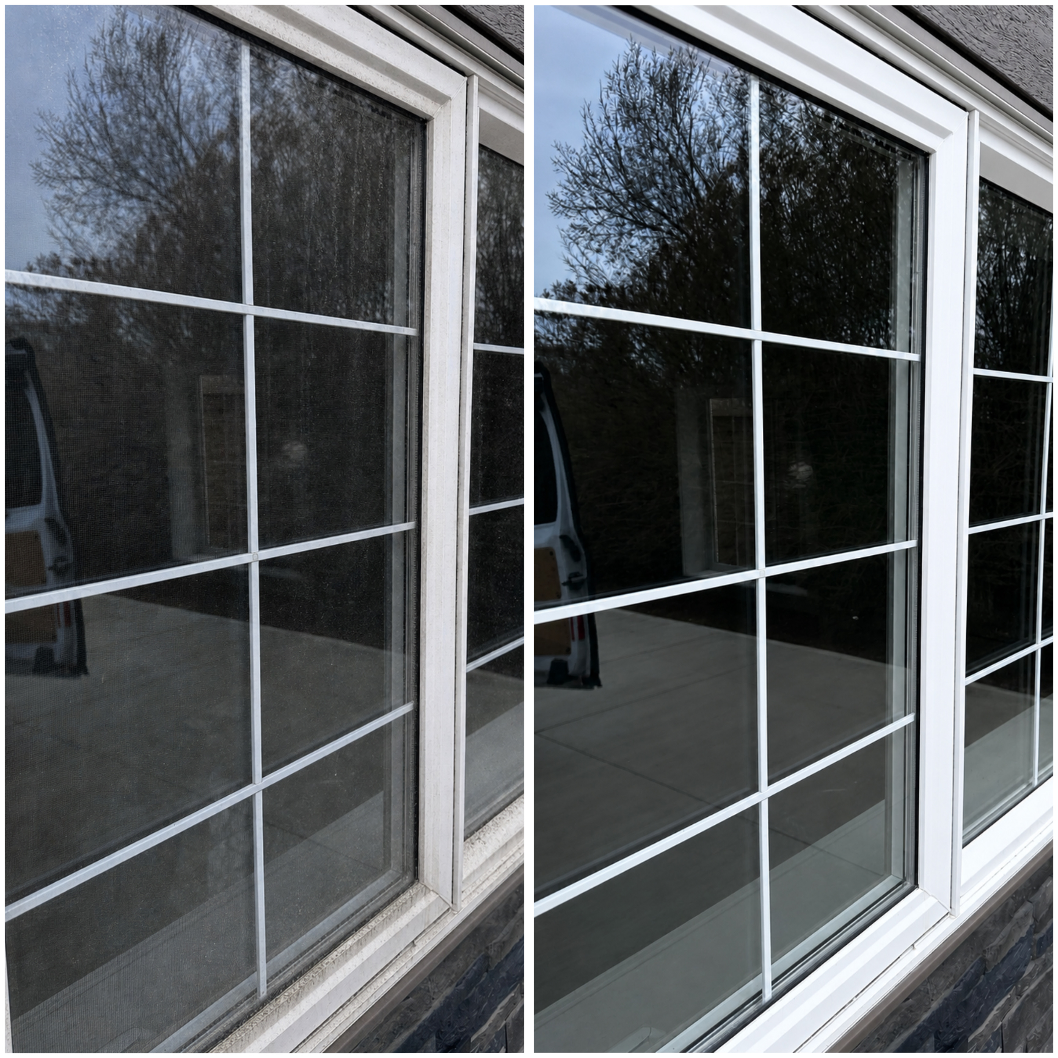 Sparkling clean windows on a two-story home